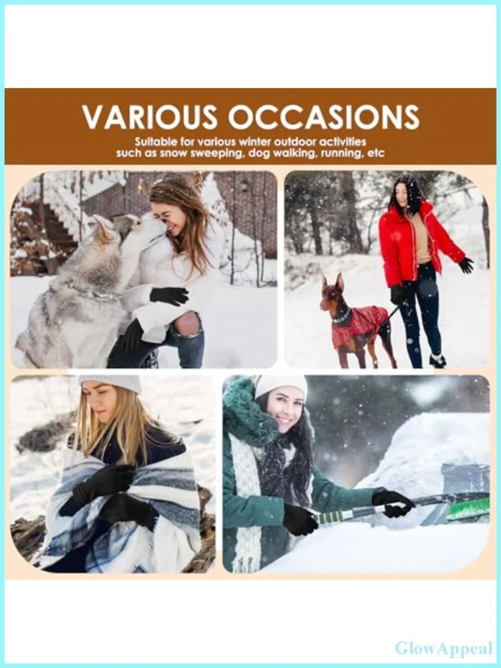 Women's Suede Gloves for Cold Weather, Fleece Lined Touchscreen Winter